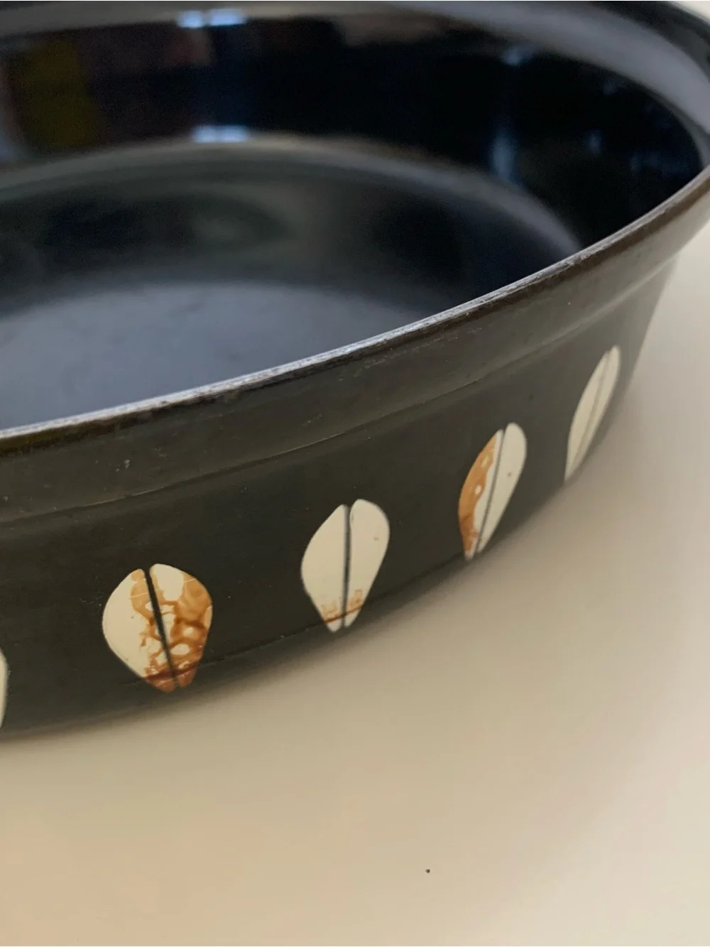 Cathrineholm Holm Black White Lotus Fry Pan Skillet With Wood Handle and Lid